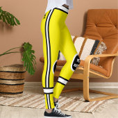 Leggings Personalized Yellow Black White Pet Mama Stripes