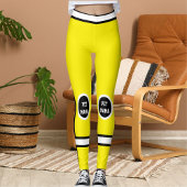 Leggings Personalized Yellow Black White Pet Mama Stripes