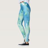 Leggings Personnalisation Bleu Vert Blanc Moderne Abstrait (Gauche)