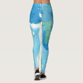 Leggings Personnalisation Bleu Vert Blanc Moderne Abstrait (Dos)