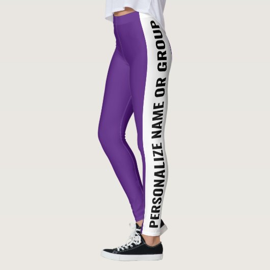 Leggings Personnalisé Blanc Et Royal Purple tendance girly (Gauche)