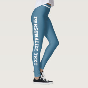 Leggings Personnalisé bleu ardoise et blanc rayé doux et so