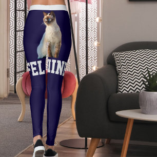 Leggings Personnalisé Bleu foncé Cute Siamese chat animal d