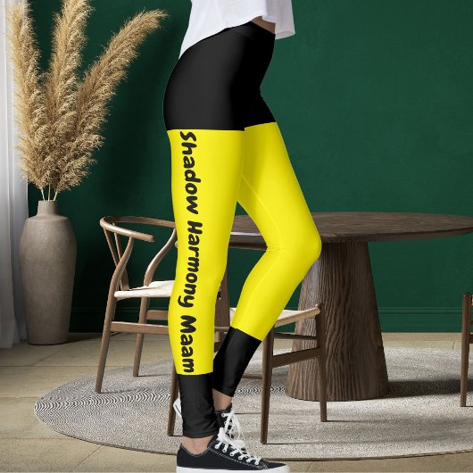 Leggings Personnalisé Bright Yellow Black Stlish Nom de l'a