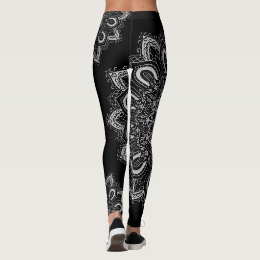 Leggings Personnalisé Elégant en argent Mandala imprimé noi (Dos)