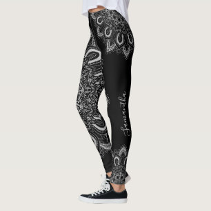 Leggings Personnalisé Elégant en argent Mandala imprimé noi