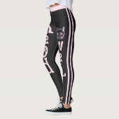 Leggings Personnalisé gris foncé rayures rose pâle Pet Chat (Gauche)