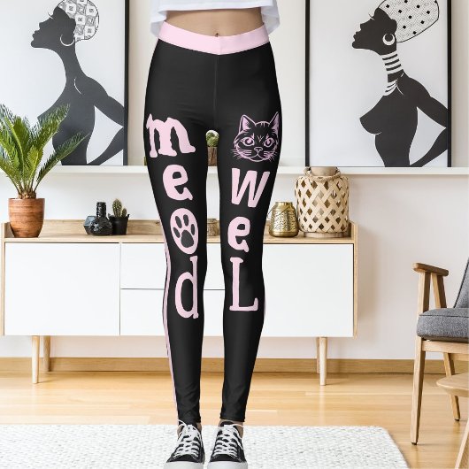 Leggings Personnalisé gris foncé rayures rose pâle Pet Chat
