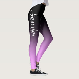 Leggings Personnalisé Nom Personnalisé Rose Noir Ombre Chic