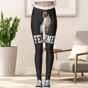 Leggings Personnalisé Noms Gris Cute Siamese Chat Pet Photo