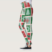 Leggings Personnalisé rouge et vert géométrique à Noël (Gauche)