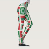 Leggings Personnalisé rouge et vert géométrique à Noël (Droite)
