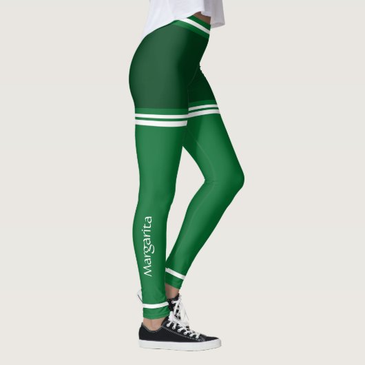 Leggings Personnalisé vert foncé & blanc mignon (Droite)