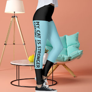 Leggings Personnaliser Black Robin Oeuf Bleu Stripes Chat R