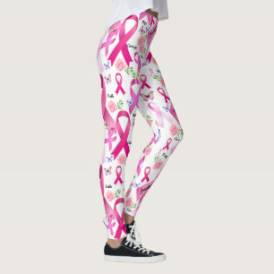 Leggings Personnaliser les mots Nom Pink Ribbon Cancer du s