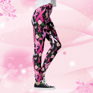 Leggings Personnaliser les mots Nom Ruban rose Cancer du se