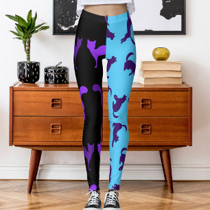 Leggings Personnaliser Photo Animal Motif Chat Purple Azure