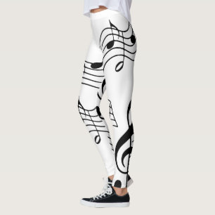 Leggings Personnaliser Simple Black White Music Notes