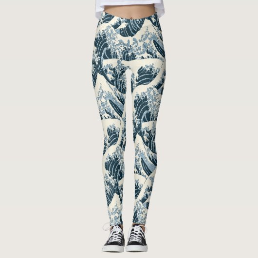 Leggings personnalisés - La vague de Hokusai (Devant)