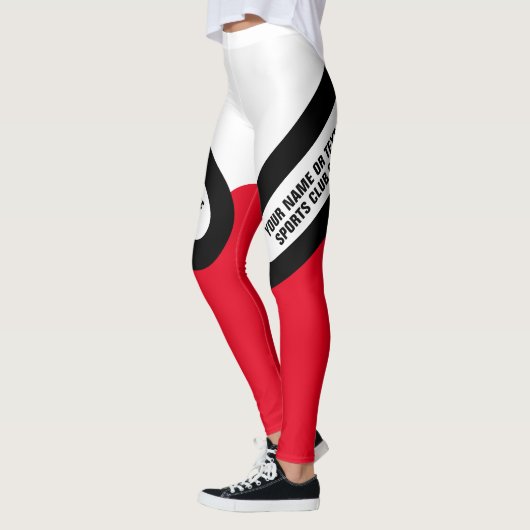 Leggings Personnalisez blanc/noir/guêtres rouges (Gauche)
