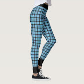 Leggings Personnalisez Nom Plaid Bleu Noir, Trim Noir Yoga (Droite)