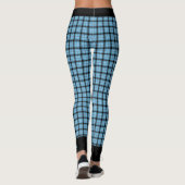Leggings Personnalisez Nom Plaid Bleu Noir, Trim Noir Yoga (Dos)
