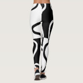Leggings Persuasion linéaire II : noir et blanc Abstrait (Dos)