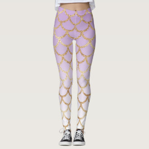 Leggings Pèse-sirène mauve gradient de parties scintillant