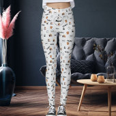Leggings Pet Lover Light Grey Kitty Feline Meow Cat Pattern