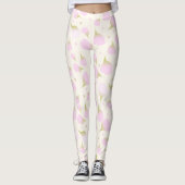 Leggings Pétales blanc pâle de couleur pastel Motif (Devant)