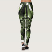 Leggings Pétales de feuilles de forêt verte blanche (Dos)