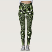 Leggings Pétales de feuilles de forêt verte blanche (Devant)