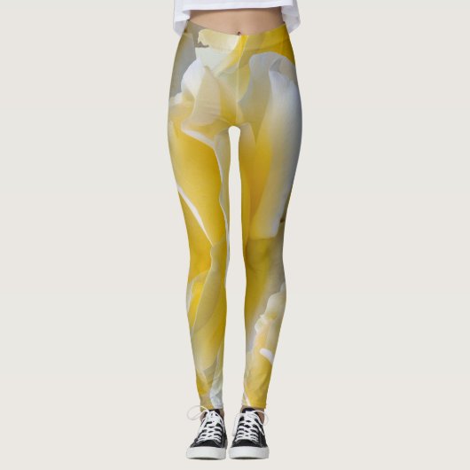 Leggings Pétales de rose jaune (Devant)