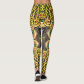 Leggings Pétales Emerald Green et Gold Peacock (Dos)