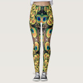 Leggings Pétales Emerald Green et Gold Peacock (Devant)