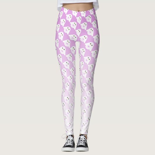 Leggings Petit hibou motif sur pastel rose blanc ombre (Devant)
