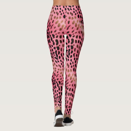 Leggings Petit léopard noir rose (Dos)