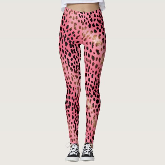 Leggings Petit léopard noir rose (Devant)