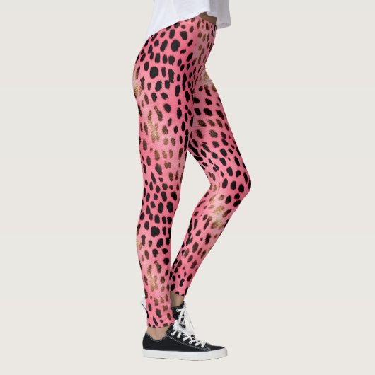 Leggings Petit léopard noir rose (Droite)