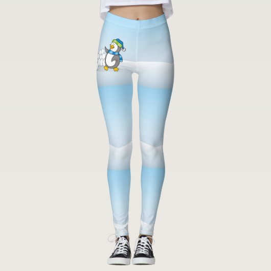 Leggings Petit manchot avec boules de neige agitant (Devant)