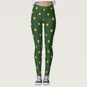 Leggings Petit Motif Pois : Vert et jaune