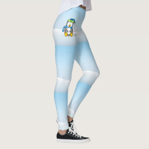 Leggings Petit pingouin assis avec des boules de neige