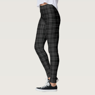 Leggings Petit plaid de tartan de grille blanche noire