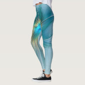 Leggings Petite Beauté Moderne Bleu Or Fractal Art Flower (Gauche)