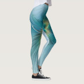 Leggings Petite Beauté Moderne Bleu Or Fractal Art Flower (Droite)