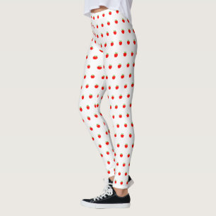 Leggings Petite Motif rouge pomme blanche