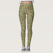 Leggings Petites chèvres en vert - Motif de troupeau de chè (Devant)