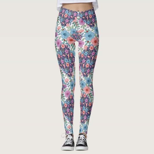 Leggings Petites fleurs bleues (Devant)