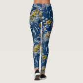 Leggings Petites fleurs mignonnes bleu marine vi (Dos)
