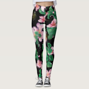Leggings petites fleurs roses